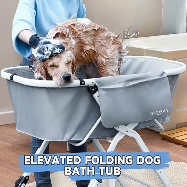 Elevated Dog Bath Tubs, Adjustable Folding Bathing Station for Indoor ...